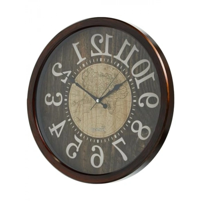 Modern Kadranlı Dünya Haritalı Sessiz Duvar Saati, 42 cm