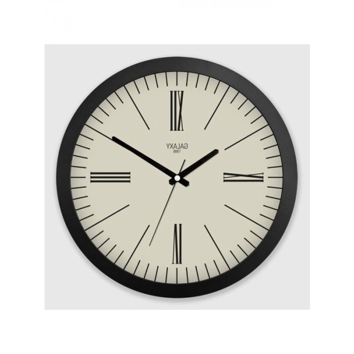 Modern Kadranlı Duvar Saati | Roma Rakamlı, 35 cm, Siyah