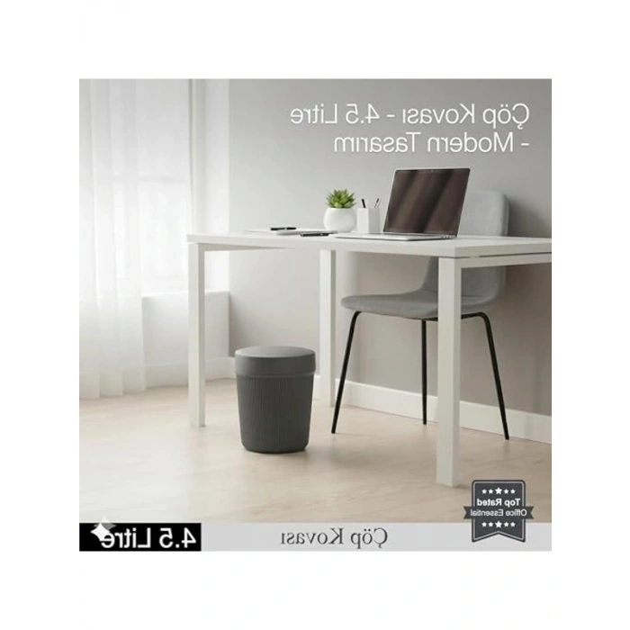 Modern Kapaklı Çöp Kovası, 4.5 Litre, Dekoratif Tasarım