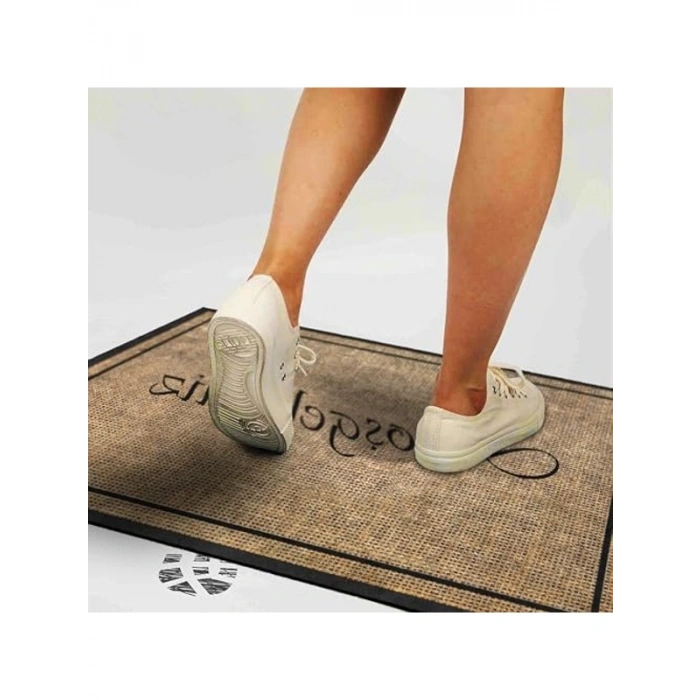 Modern Kapı Önü Paspası, 40x60 cm Ölçüsünde Hoşgeldin Desenli