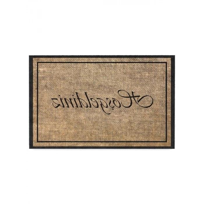 Modern Kapı Önü Paspası, 40x60 cm Ölçüsünde Hoşgeldin Desenli