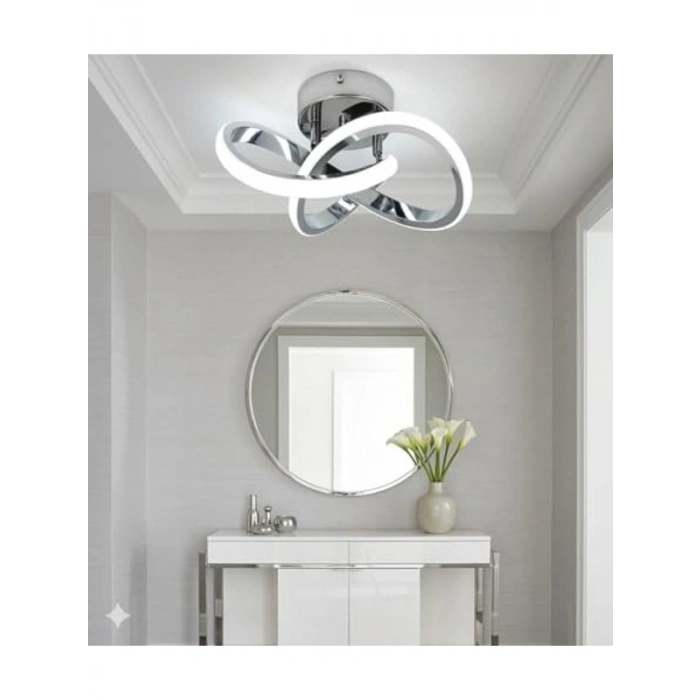 Modern Krom Kar Çiçeği LED Tavan Armatürü, Salon İçin