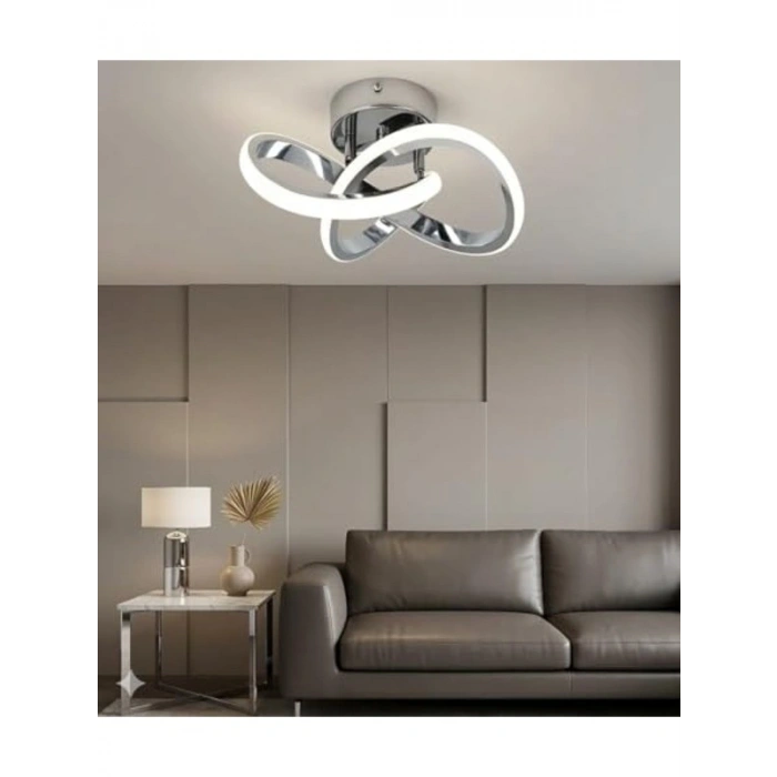 Modern Krom Kar Çiçeği LED Tavan Armatürü, Salon İçin