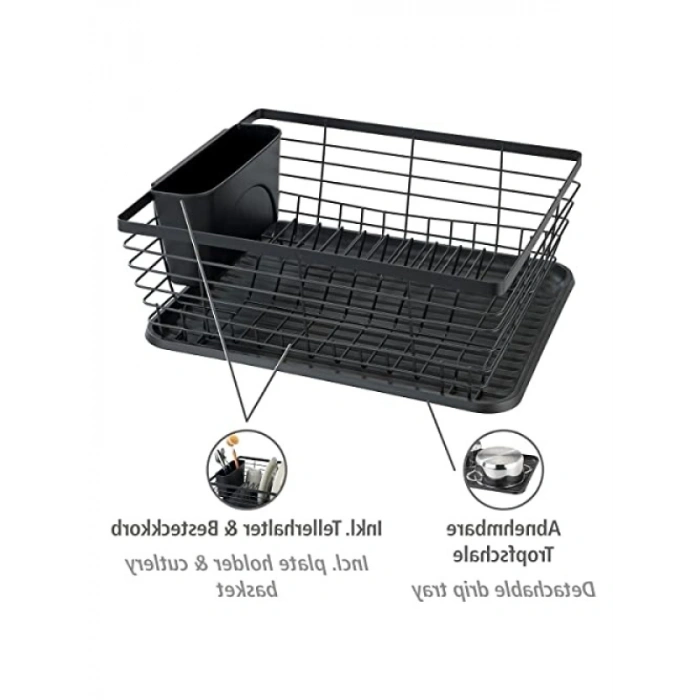 Modern Metal Bulaşıklık - Siyah, 36 x 15 x 30,3 cm