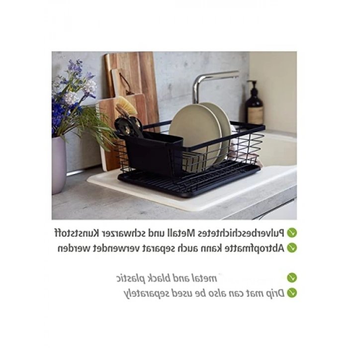 Modern Metal Bulaşıklık - Siyah, 36 x 15 x 30,3 cm