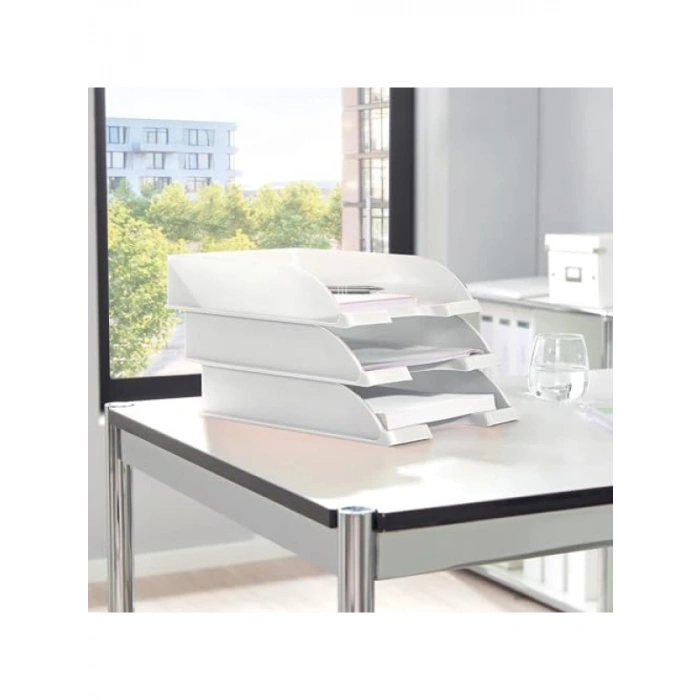 Modern Metalik Beyaz Evrak Rafı