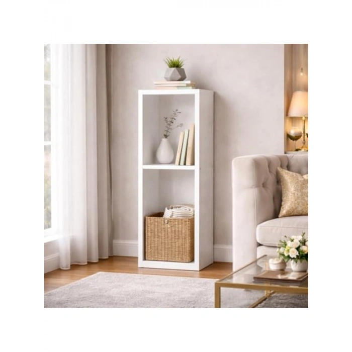 Modern Minimalist 2 Raflı Dekoratif Kitaplık, Dikey Tasarım