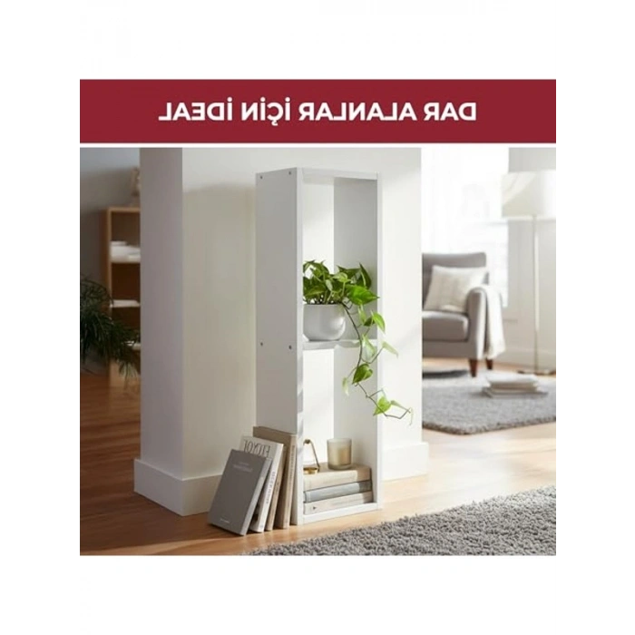 Modern Minimalist 2 Raflı Dekoratif Kitaplık, Dikey Tasarım
