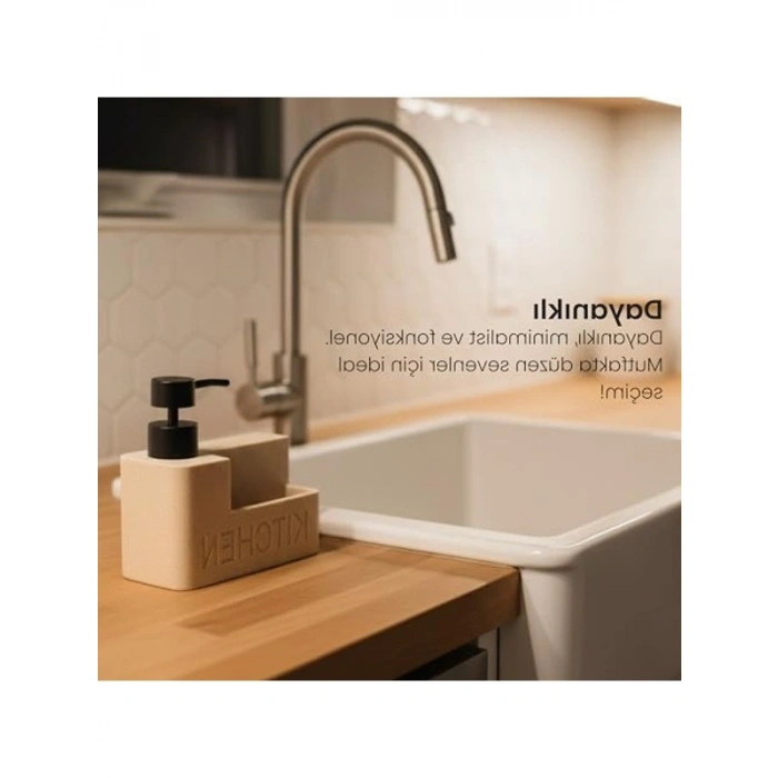 Modern Polyresin Sıvı Sabunluk, Entegre Sünger Bölmesi ile