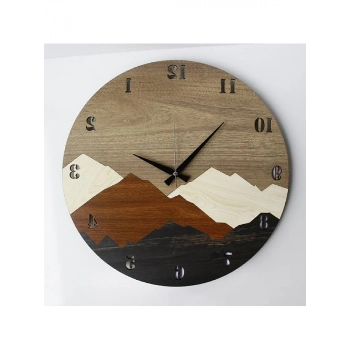Modern Rustik Ahşap Duvar Saati - 50 cm Çap