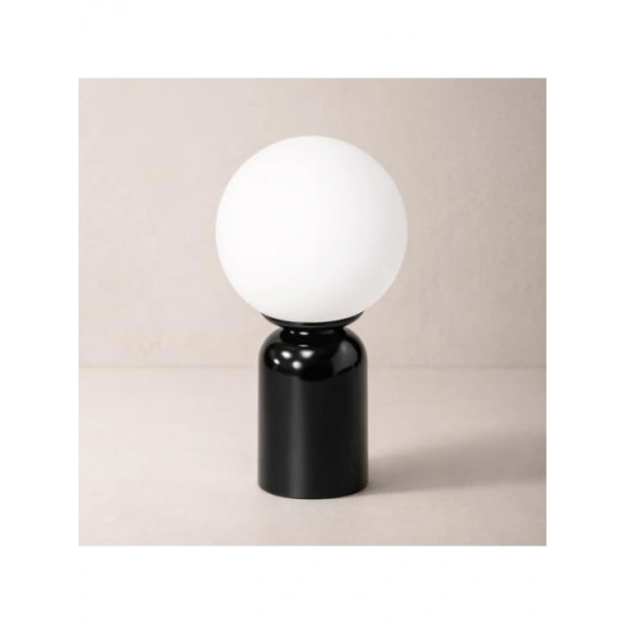 Modern Siyah Gövdeli Cam Küre Masa Lambası - 30 cm