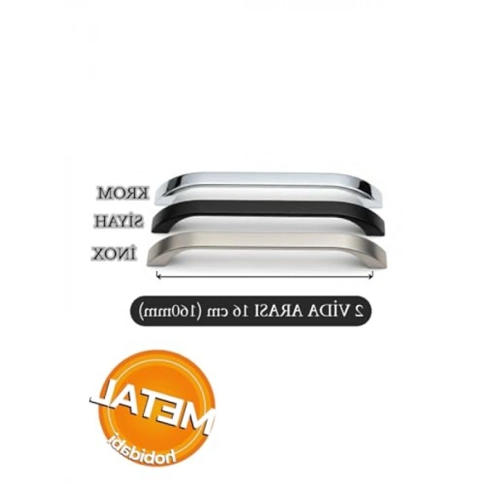 Modern Siyah Metal Mutfak Dolap Kulpları - 160 mm Çekmece Kapak Kulbu