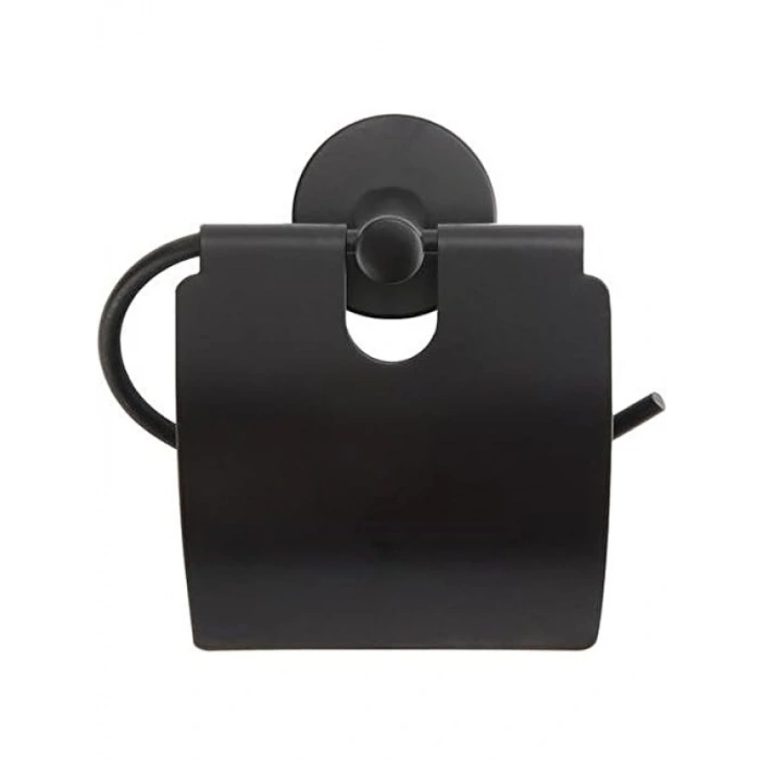Modern Siyah Metal Tuvalet Kağıtlığı - 12,3 x 13 cm