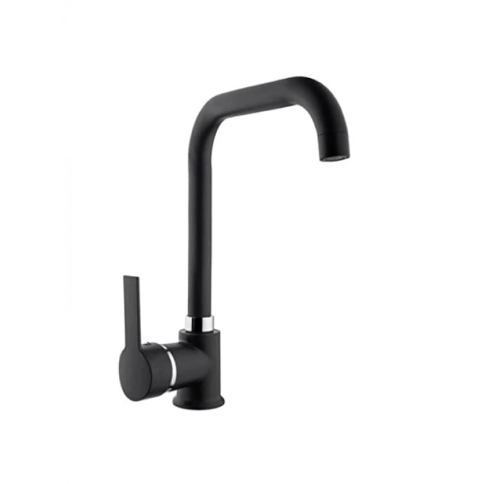 Modern Siyah Mutfak Bataryası, Paslanmaz Çelik, 360° Döner