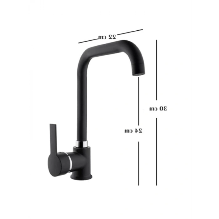 Modern Siyah Mutfak Bataryası, Paslanmaz Çelik, 360° Döner