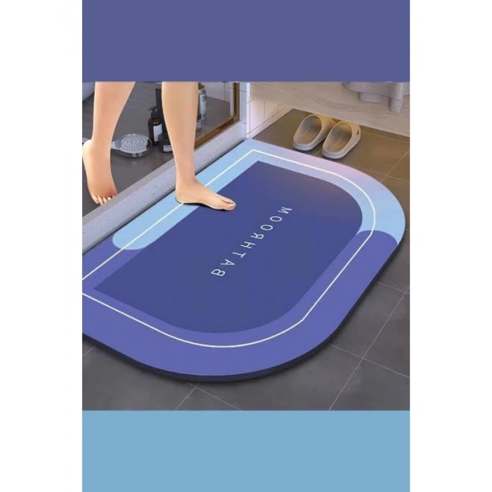 Modern Tasarım Banyo Paspası, Süper Emici, Kaymaz Taban, 60x40cm