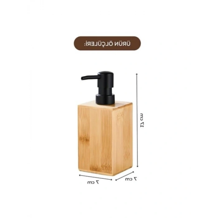 Modern Tasarımlı Bambu Sıvı Sabunluk - 255ml Kapasiteli, Mat Siyah Pompa