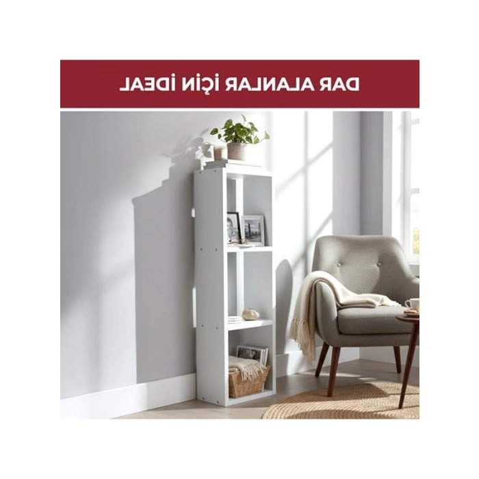 Modern Tasarımlı Dekoratif Kitaplık Raf, Yatay ve Dikey Kullanım