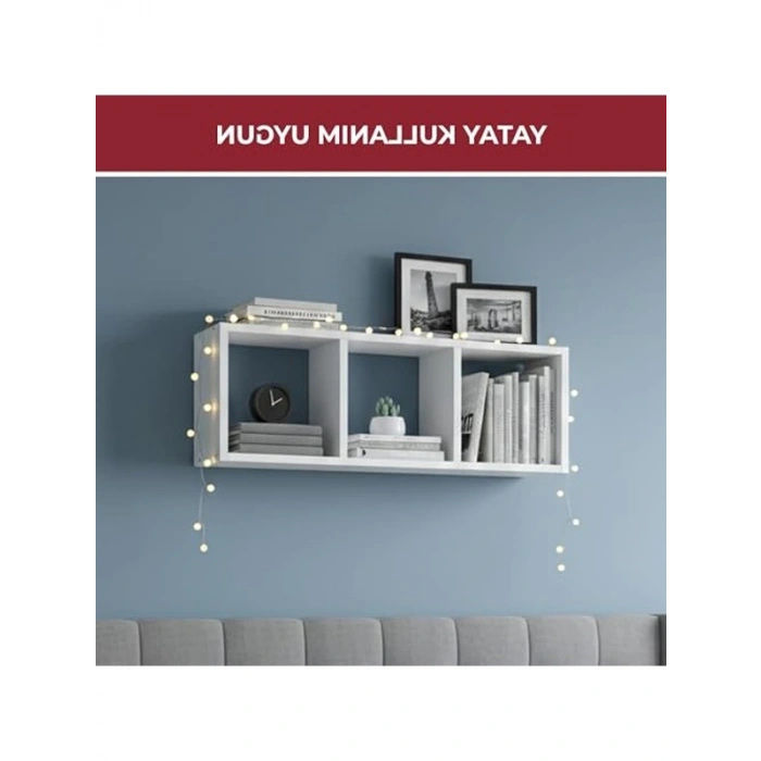 Modern Tasarımlı Dekoratif Kitaplık Raf, Yatay ve Dikey Kullanım