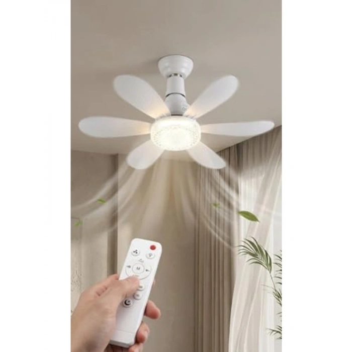 Modern Tavan Vantilatörü, Kristal LED Avize ile 30W Güç