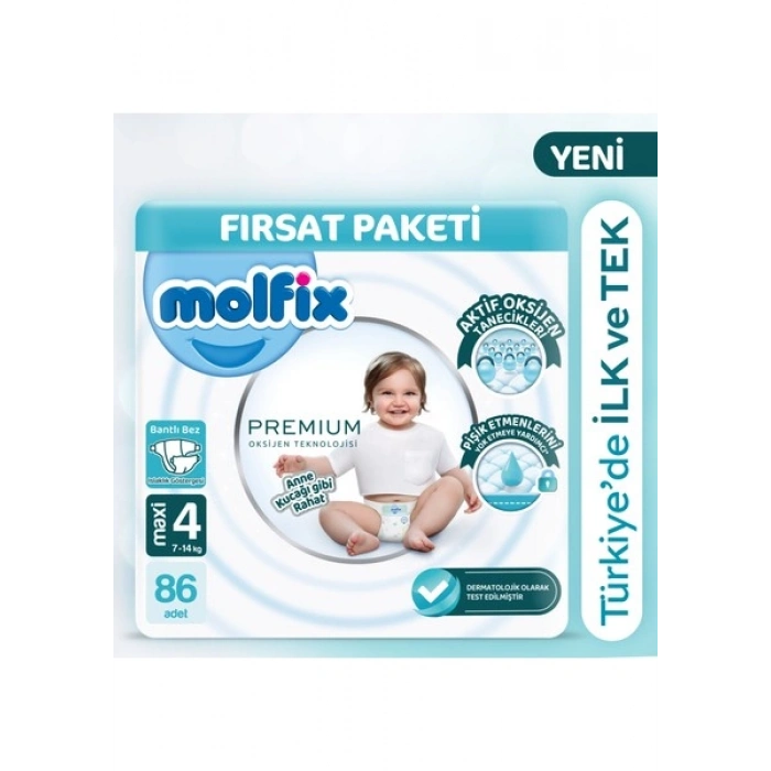 Molfix Premium Ultra Fırsat Paketi 4 Beden 86 Adet