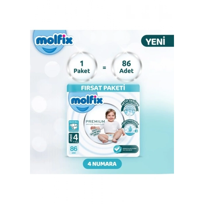 Molfix Premium Ultra Fırsat Paketi 4 Beden 86 Adet
