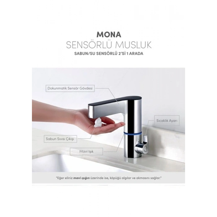 Mona Köpük Sensörlü Lavabo Bataryası (Sabunlu) -WM00605010200011
