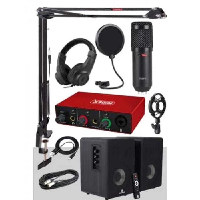 Monitör Ses Kartı ve Mikrofon Standı Seti