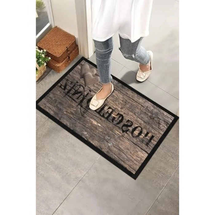 MONNHEIN Kapı Önü Paspası - Modern ve Şık Kapı Paspası | Ev, Ofis ve Dış Mekân Kullanımı İçin (Rustic Welcome)