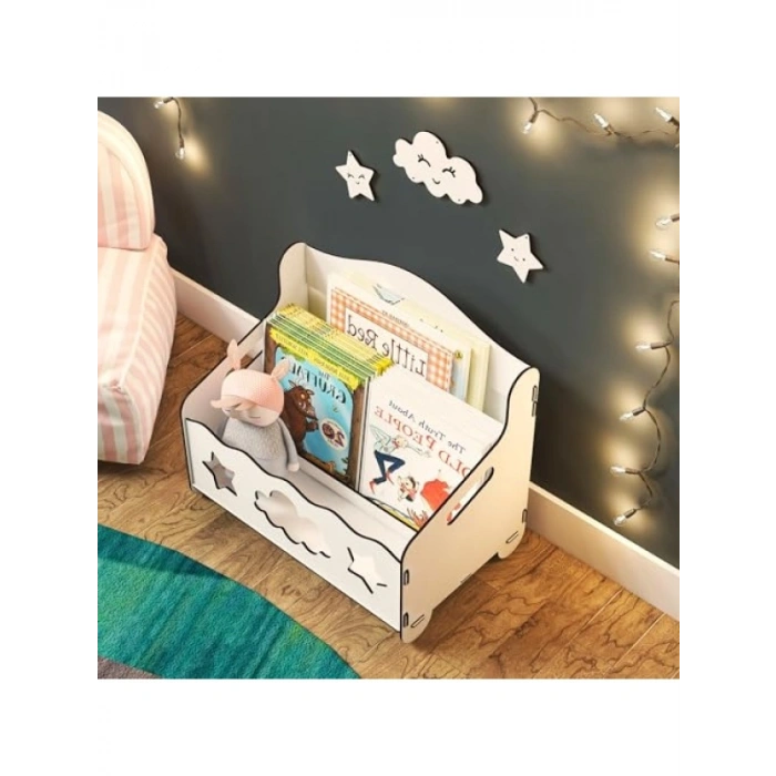 Montessori Tarzı Ahşap Kitaplık ve Dergilik