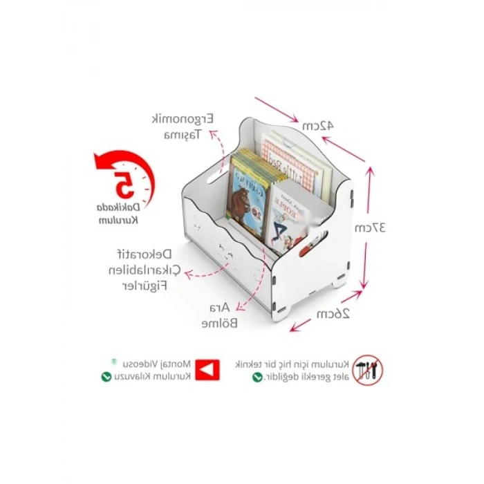 Montessori Tarzı Ahşap Kitaplık ve Dergilik