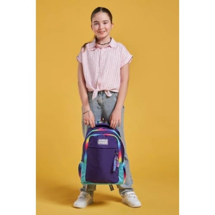 Mor Fermuarlı Sırt Çantası - İlkokul ve Ortaokul İçin