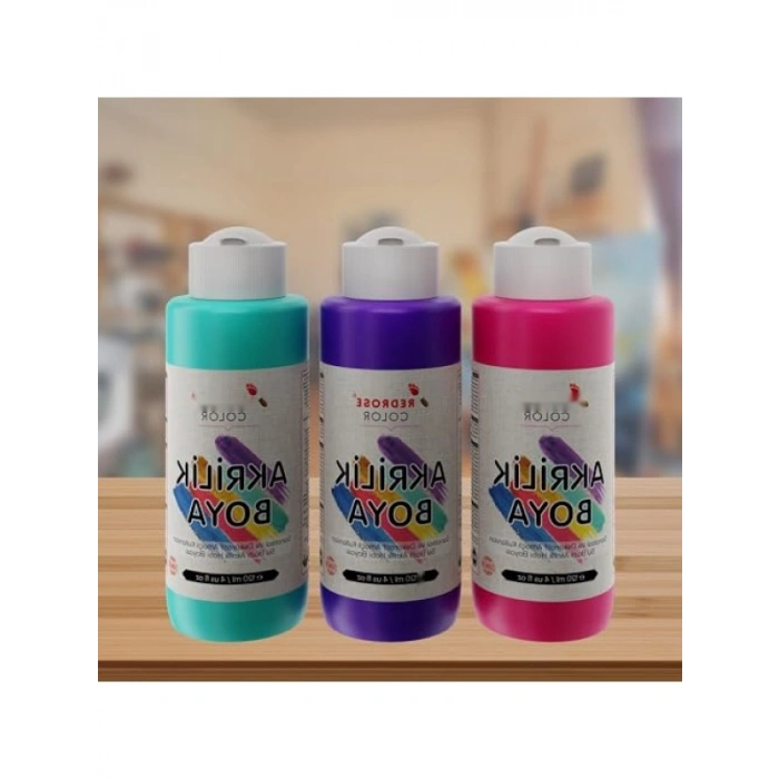 Mor-Fuşya-Turkuaz Akrilik Boya Seti - 3x120ml