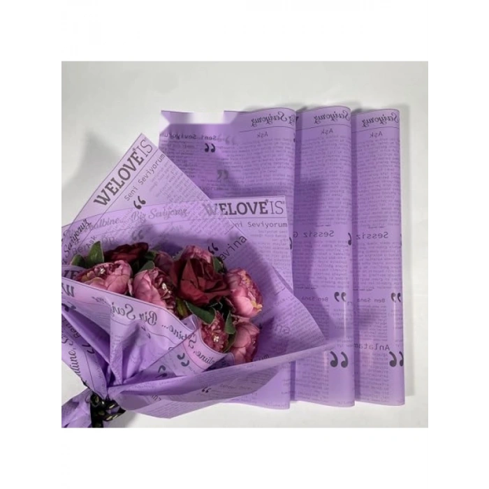 Mor Renk Çiçek Buket Kağıdı - 10 Sayfa