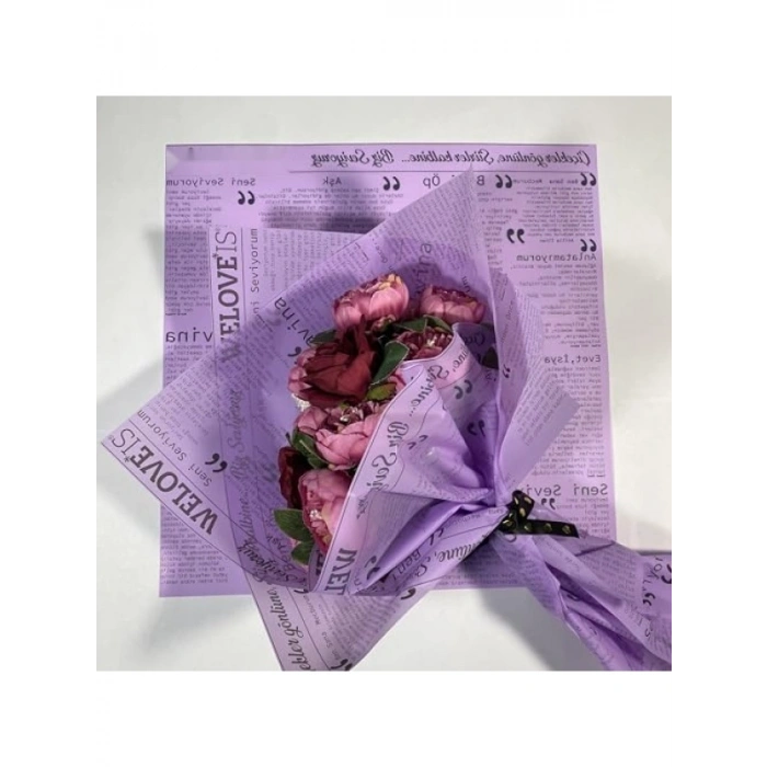 Mor Renk Çiçek Buket Kağıdı - 10 Sayfa