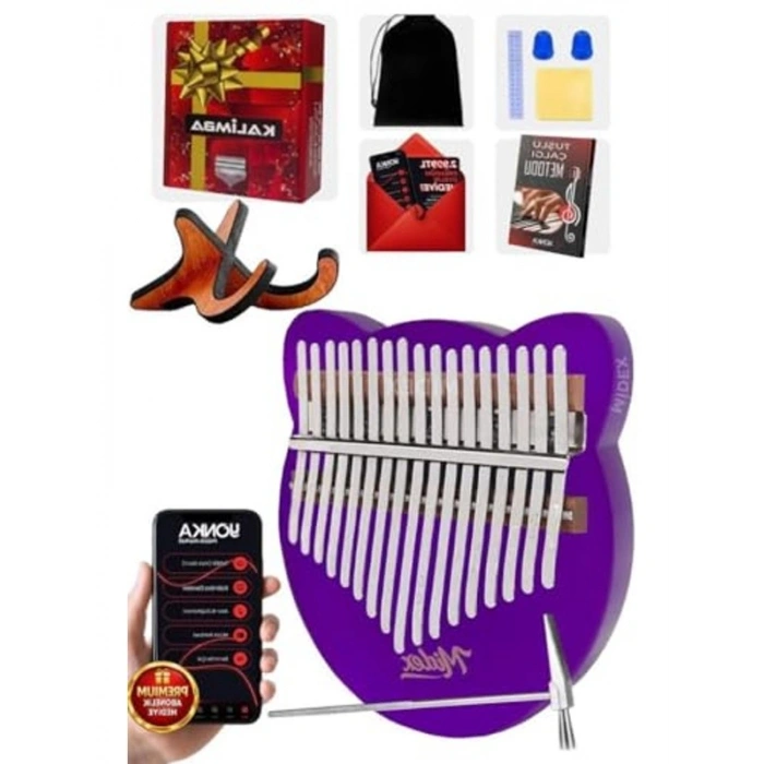 Mor Renkli 17 Tuşlu Cam Kalimba - Tam Set, Müzik Aleti