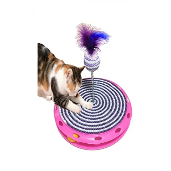 MOR Renkli Eğlenceli Kedi Oyuncağı ve Tırmalama Aparatı