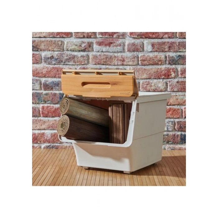 Motek Bambu Kapak Çok Amaçlı Tekerlekli Banyo Düzenleyicisi 12X3 Lt
