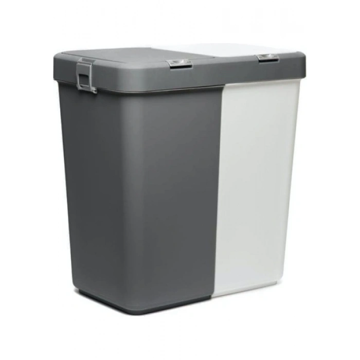 Motek Duo Laundry Antrasit / Beyaz Çamaşır Sepeti - 80 lt