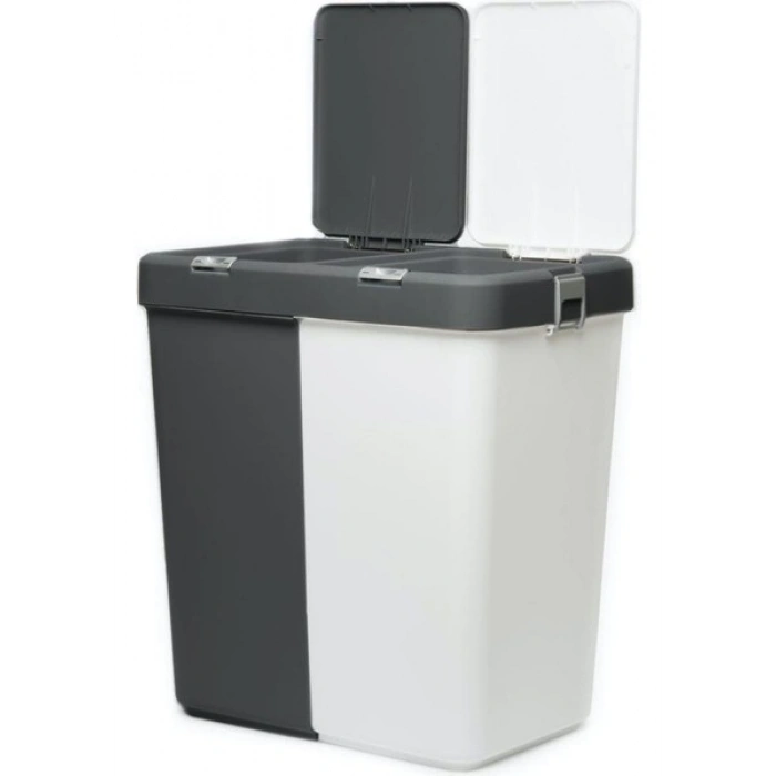 Motek Duo Laundry Antrasit / Beyaz Çamaşır Sepeti - 80 lt