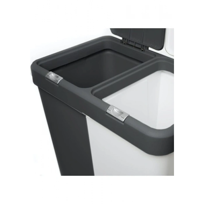Motek Duo Laundry Antrasit / Beyaz Çamaşır Sepeti - 80 lt