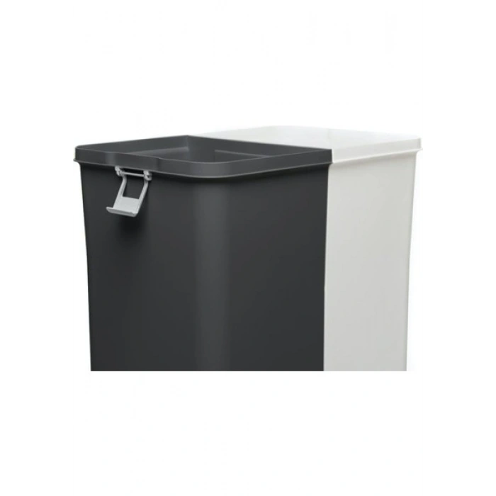 Motek Duo Laundry Antrasit / Beyaz Çamaşır Sepeti - 80 lt