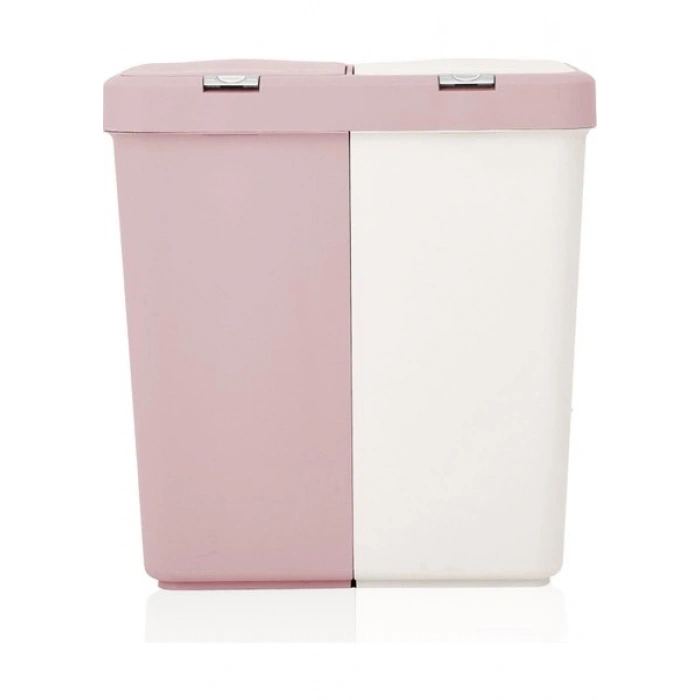 Motek Duo Laundry Çamaşır Sepeti - Pembe / Beyaz - 80 lt