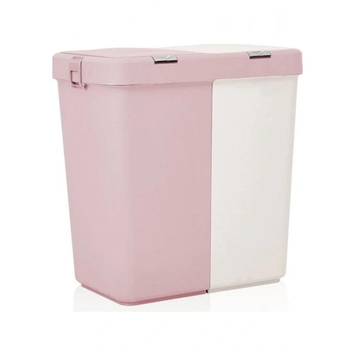 Motek Duo Laundry Çamaşır Sepeti - Pembe / Beyaz - 80 lt