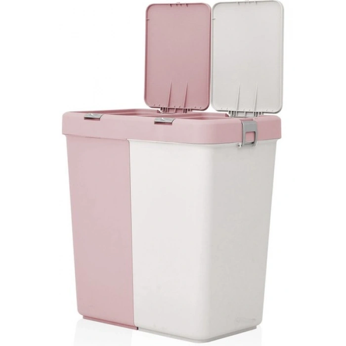 Motek Duo Laundry Çamaşır Sepeti - Pembe / Beyaz - 80 lt
