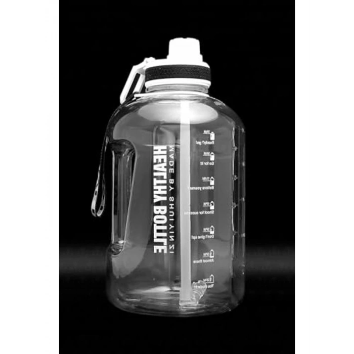 Motivasyonel Su Matarası, 2.5 L Kapasite ile Beyaz Renk