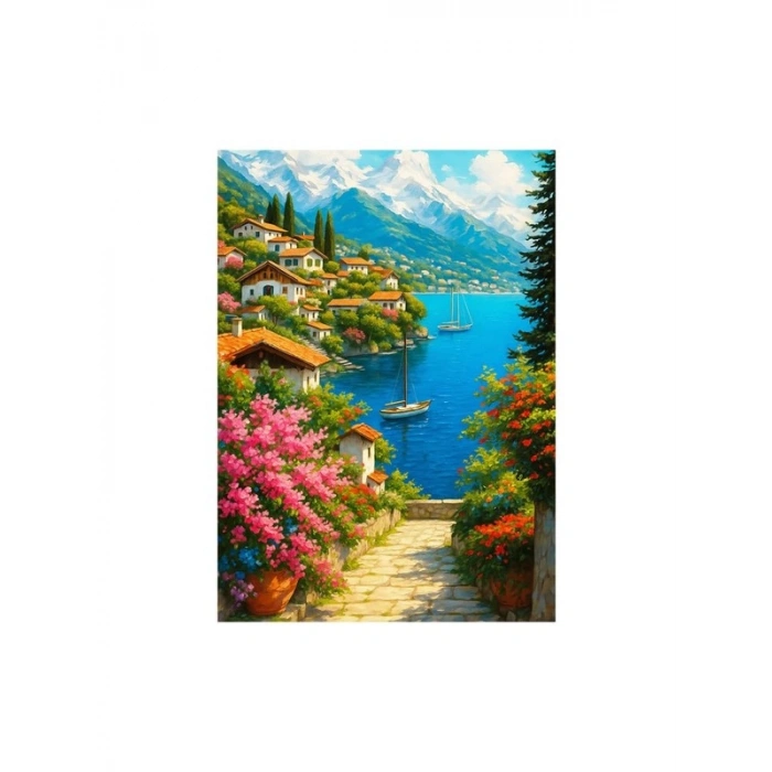 Mountain Lake Village Temalı 1000 Parça Puzzle