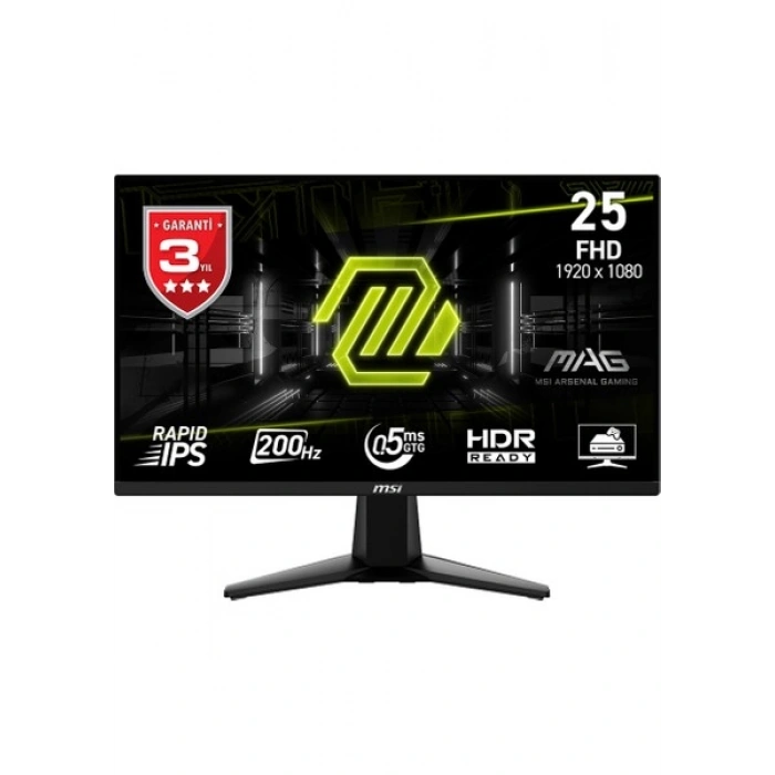 Msı 24.5 Mag 255F E20 1920X1080 (Fhd) 16:9 Flat Rapıd IPS 200HZ 0.5ms (Gtg) Freesync Premıum Gamıng Monıtor
