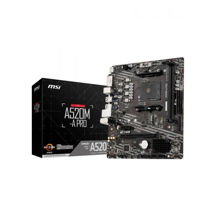 MSI A520M-A PRO AMD A520 Soket AM4 DDR4 4600(OC)MHz mATX Gaming Anakart