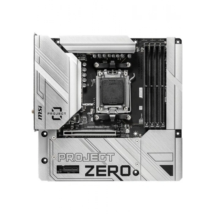 MSI MB B650M PROJECT ZERO AM5 DDR5 7600MHZ(OC) HDMI DP M.2 USB3.2 2.5G LAN WI-FI 6E mATX